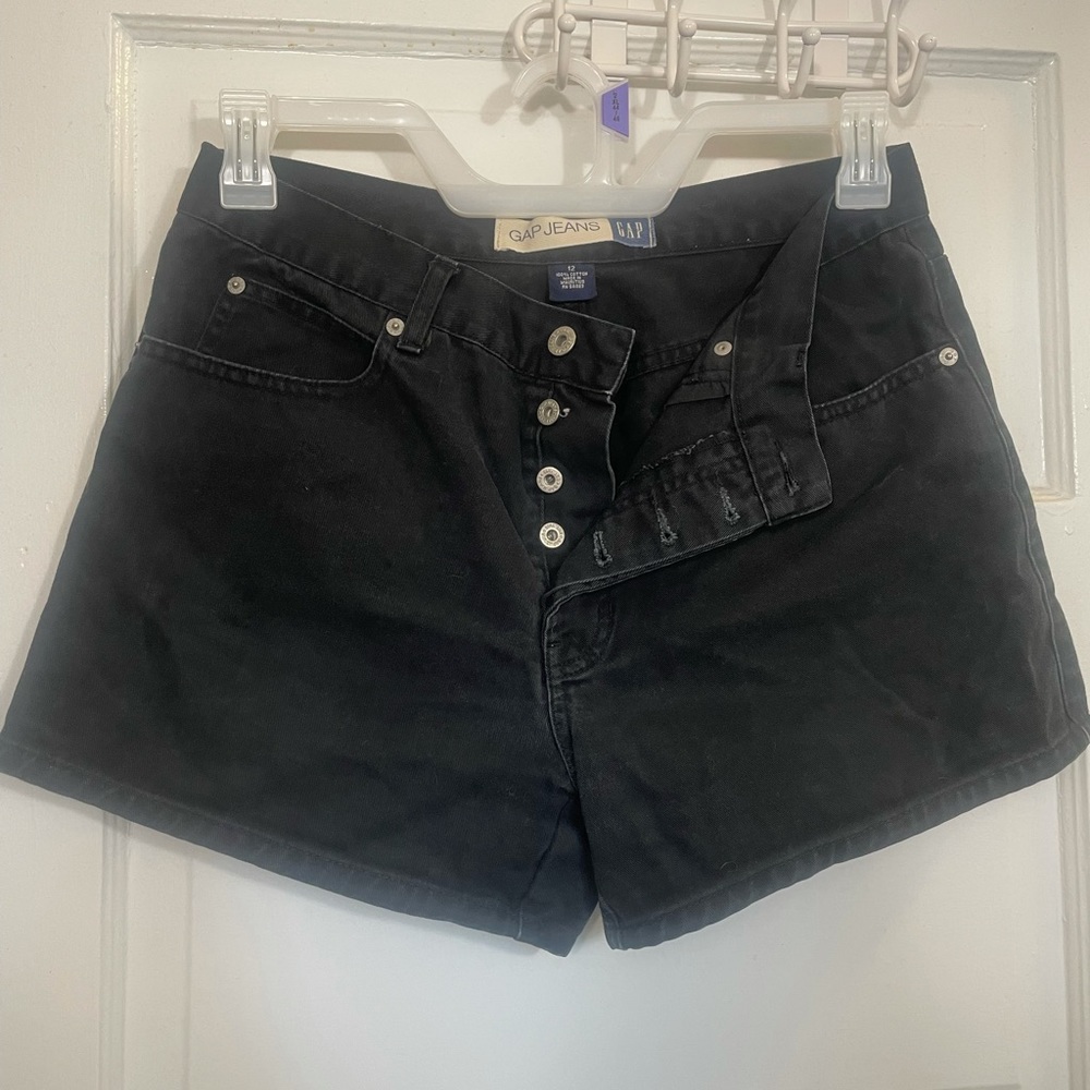 Gap Button Fly Black Jean Shorts sz 12